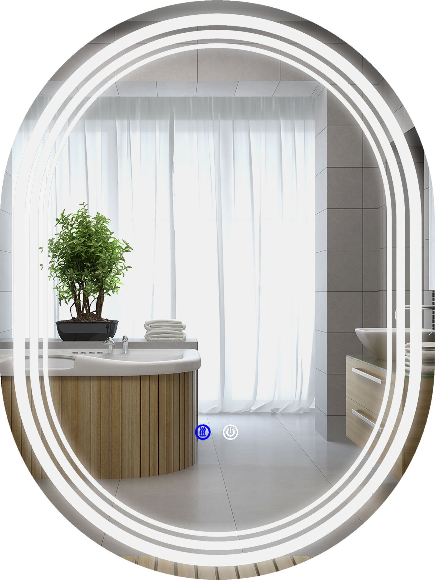 lustro łazienkowe kleankin z oświetleniem, lustro ścienne 70 x 50 cm z włącznikiem dotykowym, lustro łazienkowe z 3 kolorami oświetlenia LED, przeciwmgielne, funkcja pamięci, IP44, poziome/pionowe