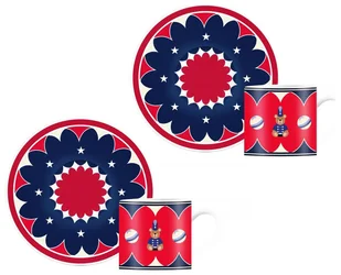 Bialetti Joyful Christmas Zestaw filiżanek ze spodkami do espresso 2szt czerwony - Akcesoria i części do ekspresów do kawy - miniaturka - grafika 1