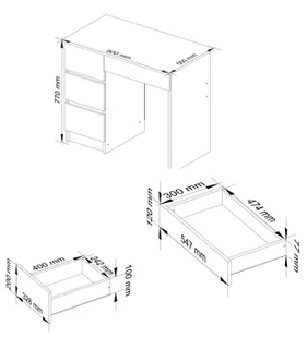 BIURKO KOMPUTEROWE A-7 90 cm LEWE SONOMA - Biurka - miniaturka - grafika 5