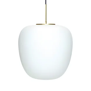 Wisząca lampa Muse w białym kolorze z szklanym kloszem i złotymi detalami - Lampy sufitowe - miniaturka - grafika 1