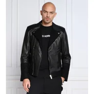 Kurtki męskie - Les Hommes Skórzana kurtka | Regular Fit | z dodatkiem wełny - miniaturka - grafika 1