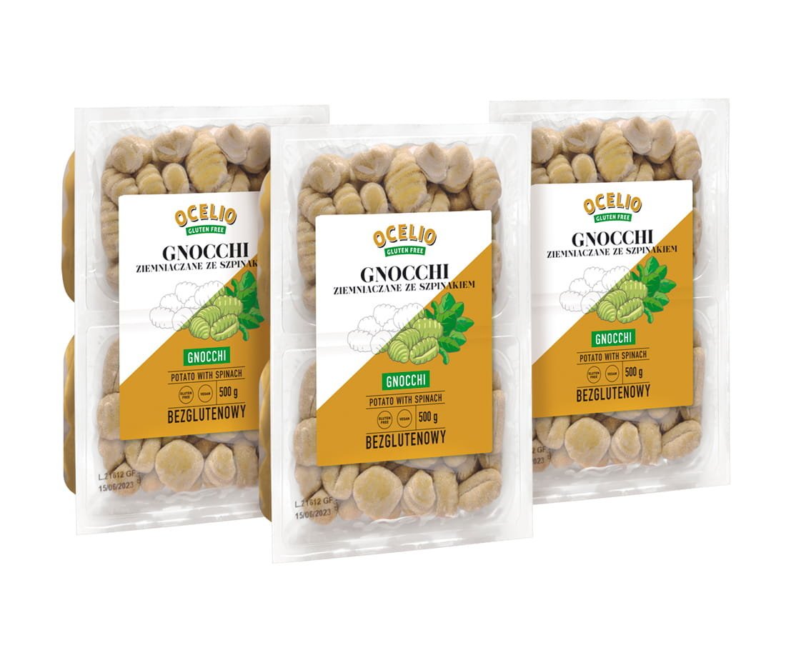 Ocelio bezglutenowe gnocchi ze szpinakiem 500 g (ZESTAW 3 szt.)