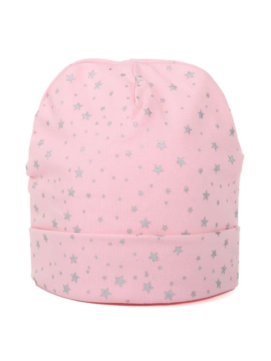 Dziewczęca czapka bawełniana w gwiazdy różowa Be Snazzy r.48/50