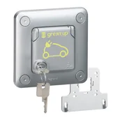 Gniazdka elektryczne - Legendar Gniazdo Legrand Green'Up Access do samochodów elektrycznych z kluczem 1F - metal, szary - miniaturka - grafika 1