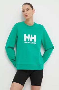 Bluzy damskie - Helly Hansen bluza bawełniana damska kolor zielony z nadrukiem 34462 - grafika 1