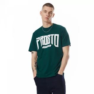 Koszulki sportowe męskie - Męski t-shirt z nadrukiem Prosto Triz - zielony - PROSTO - grafika 1