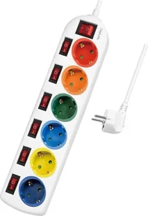 LogiLink 6 gniazd 1.5m kolorowa - Listwy zasilające - miniaturka - grafika 1