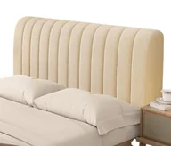 Pokrowce na meble - Pokrowiec Narzuta Na Zagłówek Wezgłowie Łóżka 180X65 Cm Beżowy - miniaturka - grafika 1