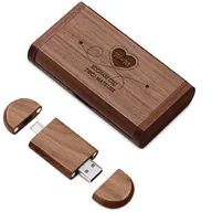 Pendrive - Pendrive drewniany z grawerem 64 GB w magnetycznym pudełku dla niej na walentynki rocznicę - miniaturka - grafika 1