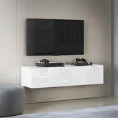 Szafki RTV - Szafka Rtv Wisząca Stolik Do Salonu Sypialni Pod Tv 140cm Biały Połysk - miniaturka - grafika 1