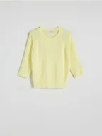 Swetry damskie - Reserved - Gładki sweter - żółty - miniaturka - grafika 1