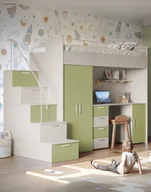 Krzesełka i taborety dla dzieci - Meblościanka Raj 4 kaszmir - pokój dziecięcy, młodzieżowy z materacem i stelażem zielony oliwka - miniaturka - grafika 1