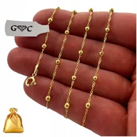 Biżuteria dla dzieci - POZŁACANY ŁAŃCUSZEK SINGAPUR + KULECZKI REGULOWANY 30+5 cm DLA DZIEWCZYNKI - miniaturka - grafika 1