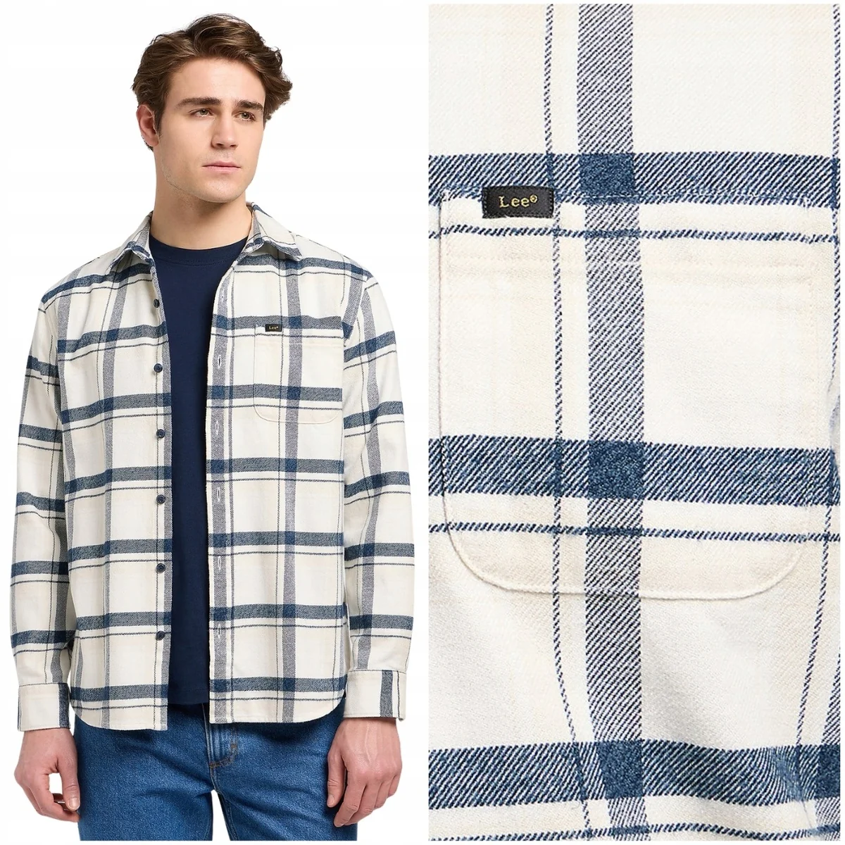 Lee Mercantile Shirt Jasper luźna koszula bawełniana męska w kratę L