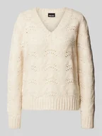 Swetry damskie - Sweter o kroju regular fit z dzianiny ze ściegiem falistym model ‘BIBBI’ - miniaturka - grafika 1