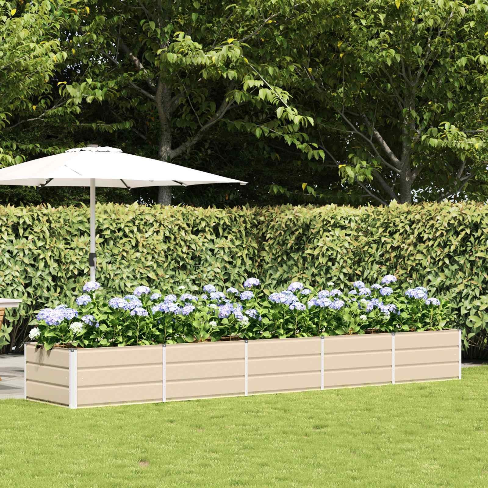 vidaXL Donica Kość słoniowa 400 x 80 x 45 cm Stal