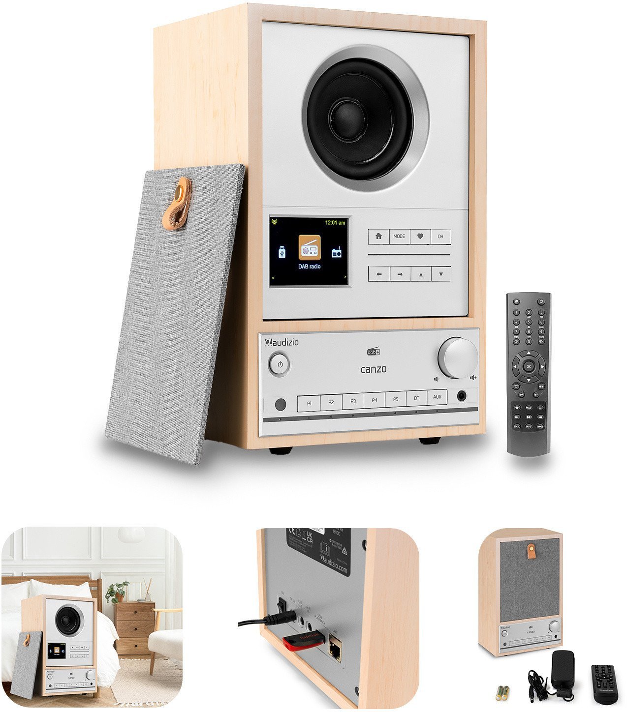 Audizio DAB+/FM BT WIFI Canzo jasne drewno