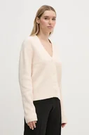Swetry damskie - Calvin Klein kardigan z domieszką wełny kolor różowy K20K207772 - miniaturka - grafika 1