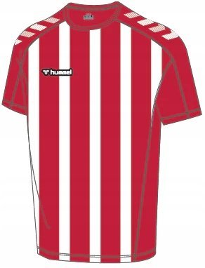 Koszulka T-shirt sportowa krótki rękaw w paski czerwony Hummel Elite r.3XL
