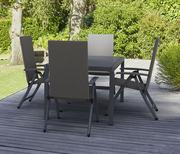 Meble ogrodowe - Livarno Home Livarno Home Zestaw plecionych mebli ogrodowych Valencia (stół + 4 krzesła składane), szary - miniaturka - grafika 1