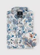 Koszule męskie - Beżowa koszula męska w kwiatowy print - miniaturka - grafika 1