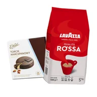 Kawa - Zestaw prezentowy - Kawa ziarnista Lavazza i Torcik marcepanowy E.Wedel - miniaturka - grafika 1