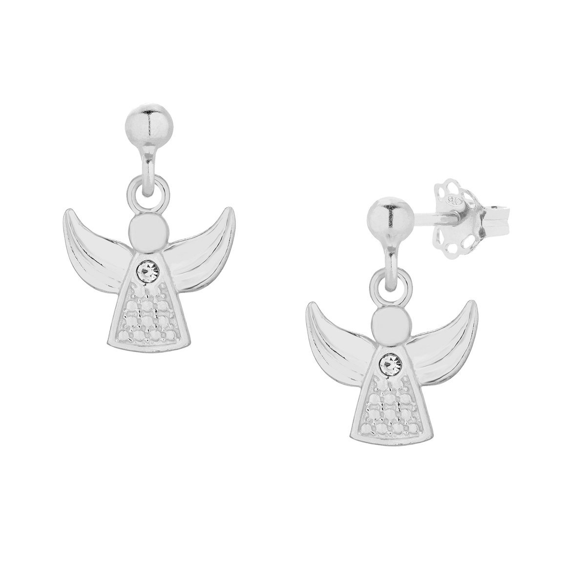 Srebrne kolczyki z aniołkiem