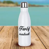 Butelki termiczne - Biała butelka metalowa 650 ml z dowolnym nadrukiem - miniaturka - grafika 1