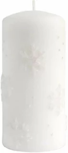 Świece - Świeca pieńkowa Snowflakes biała - 80 x 140 mm - 1 szt. - grafika 1