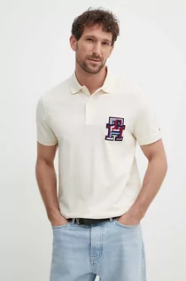 Koszulki męskie - Tommy Hilfiger polo męski kolor beżowy z aplikacją MW0MW34842 - grafika 1
