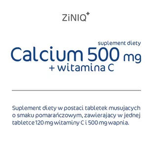 TITLIS SPÓŁKA Z OGRANICZONĄ ODPOWIEDZIALNOŚCIĄ ZINIQ Calcium 500 mg + Witamina C 20 tabletek musujących - Witaminy i minerały - miniaturka - grafika 3