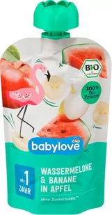 Babylove, Bio, Mus owocowy, Arbuz, Banan i Jabłka, 100 g - Desery dla dzieci - miniaturka - grafika 1