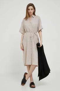 Gant sukienka lniana kolor beżowy mini oversize - Sukienki - miniaturka - grafika 1