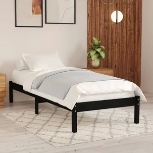 shumee Rama łóżka czarna drewno sosnowe 75x190 cm - Łóżka - miniaturka - grafika 1