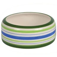 Akcesoria dla gryzoni - Trixie Miska ceramiczna dla królika 200 ml/śr 11 cm zielone paski - miniaturka - grafika 1