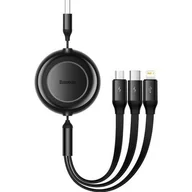 Kable USB - Kabel USB 3w1 Baseus Bright Mirror 2, micro USB / Lightning / USB-C, płaski, 3.5A, 1.1m (czarny) - miniaturka - grafika 1