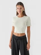 Koszulki sportowe damskie - Damski crop-top 4F 4FRAW24TTSHF2581 - zielony - miniaturka - grafika 1