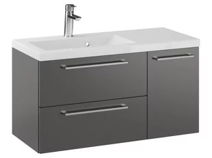 Szafka Wisząca Z Umywalką RON 90 cm D Lewa - Titan Mat - Uchwyty Chromowane - Szafki łazienkowe - miniaturka - grafika 1
