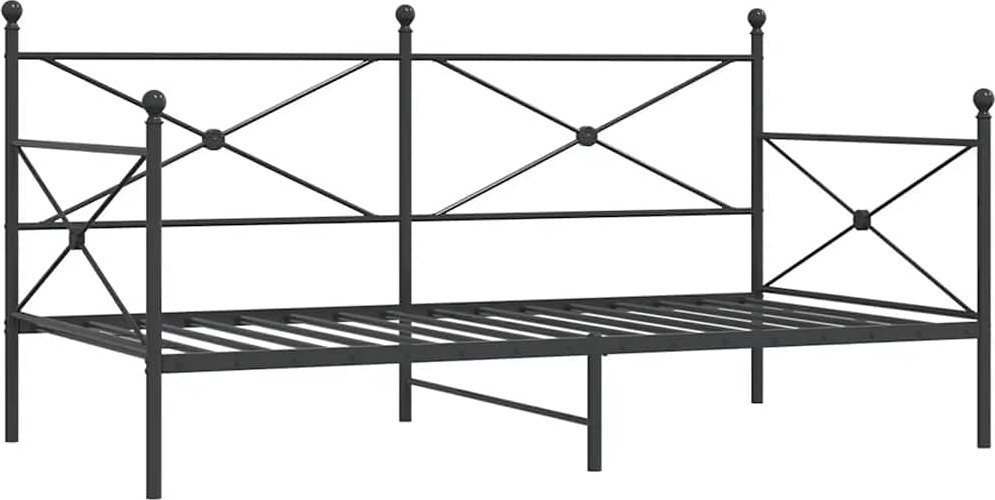 Łóżko dzienne bez materaca czarne 100x200 cm stalowe