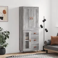 Witryny - vidaXL Witrynka szary dąb sonoma 69,5x34x180cm materiał drewnopochodny - miniaturka - grafika 1