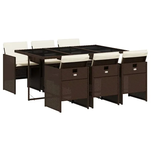 Zestaw Mebli Ogrodowych Rattan PE, Stół 165x106x73 cm, Krzesła 50,5x54x7