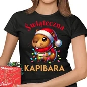 Koszulki i topy damskie - Świąteczna kapibara - damska koszulka na prezent pod choinkę - miniaturka - grafika 1