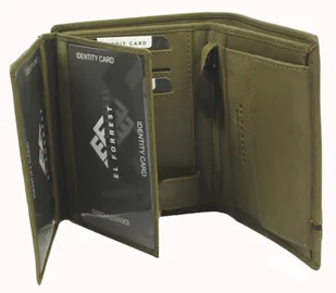 Portfel Męski Skórzany EL FORREST Duży Pionowy Bez Zapięcia Dwa Skrzydełka 859 12 RFID OLIWKOWY 13 x 10 x 2.5 [cm] - Portfele - miniaturka - grafika 7
