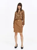 Spódnice - Ołówkowa spódnica z imitacji zamszu - miniaturka - grafika 1