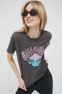 Koszulki sportowe damskie - Billabong t-shirt bawełniany kolor szary - grafika 1