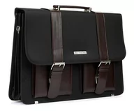 Teczki i aktówki - Beltimore luksusowa męska aktówka teczka torba duża na laptopa czarno-brązowa czarny - miniaturka - grafika 1