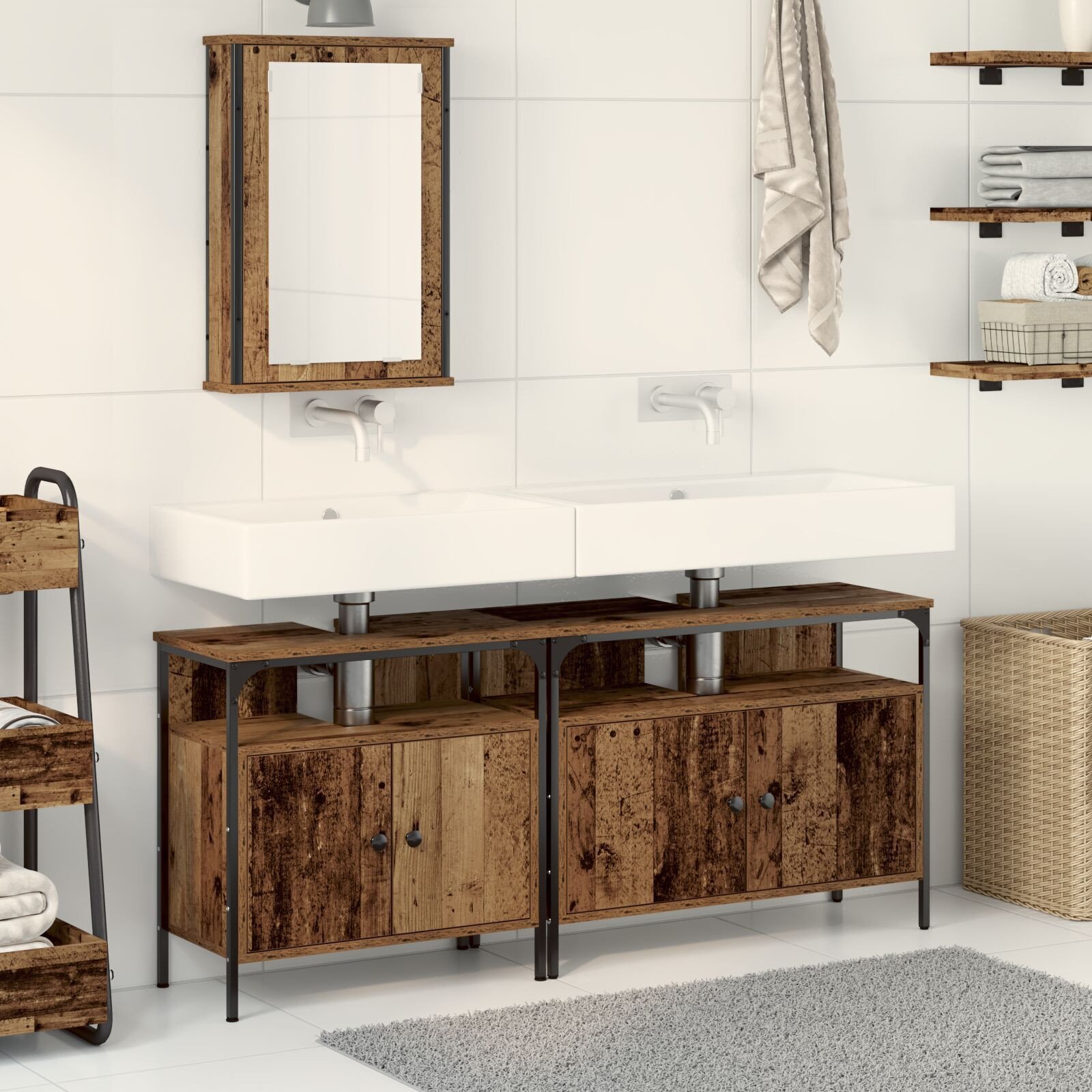 vidaXL Cabinet z umywalką na wymiar w stylu vintage z drewna inżynieryjnego