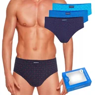 Majtki męskie - HENDERSON 3-pak Slipy Męskie 1446 K621 Niebieskie Bawełniane Rozmiar L - miniaturka - grafika 1