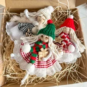 Ozdoby bożonarodzeniowe - Box świąteczny zestaw 3 aniołków ozdoby makrama PREZENT - miniaturka - grafika 1