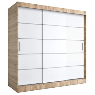 Szafa przesuwna dąb sonoma + biały 200 cm L5-P40 - Szafy - miniaturka - grafika 1